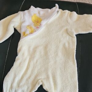 Vintage Adorable Yellow Duckling Kids Footies